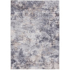  5' x7' Grey Beige Abstract Machine Washable Faux Fur Indoor Area Rug