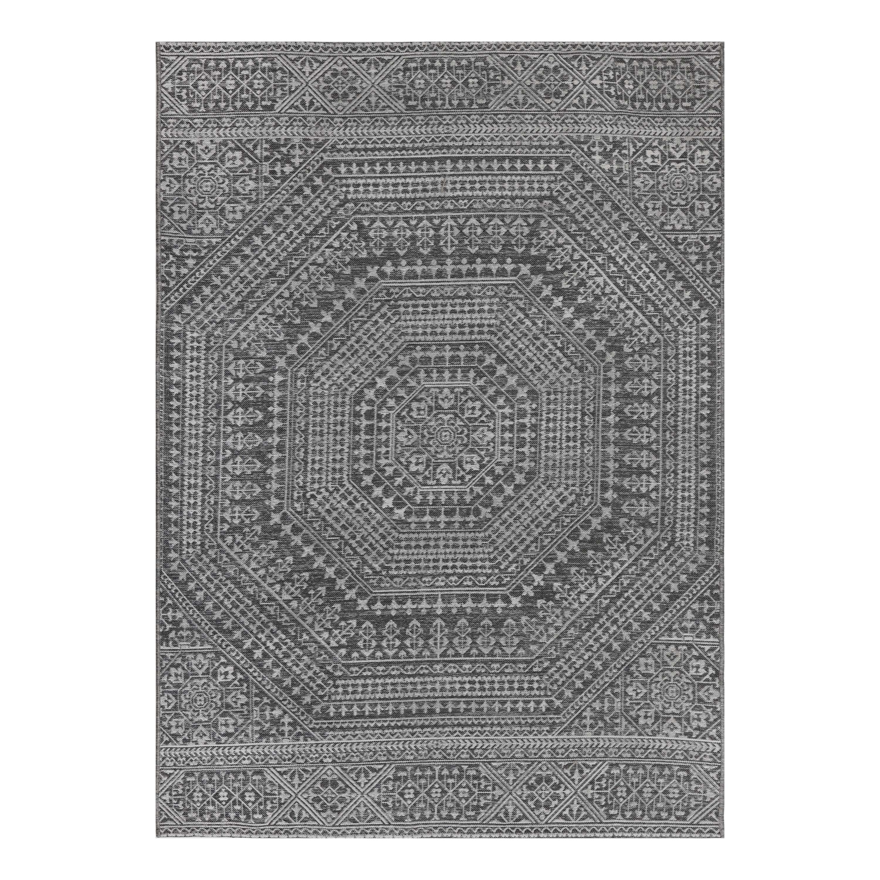 Homora™ 5'x7' Beige Border & Striped Reversible Indoor/Outdoor Rug