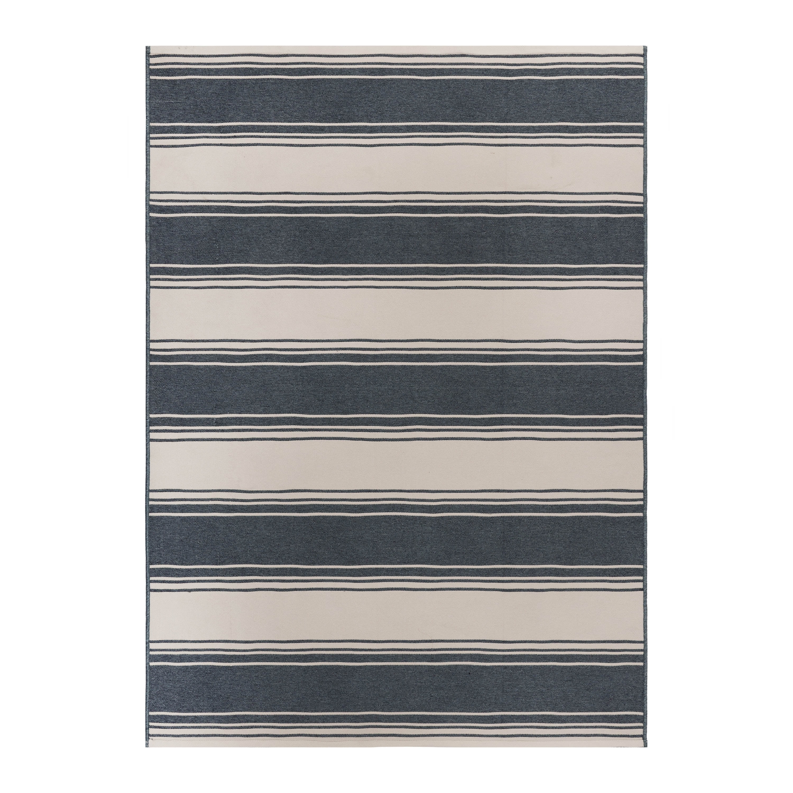 Homora™ 5'x7' Beige Border & Striped Reversible Indoor/Outdoor Rug