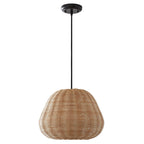  50" Natural Woven Pendant LED A19 1-Light Bulb 8W(60W Equiv), Matte Black