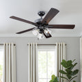  52" Bronze Transitional Ceiling Fan, 5 Reversible Blades, 3 LED Bulbs Included