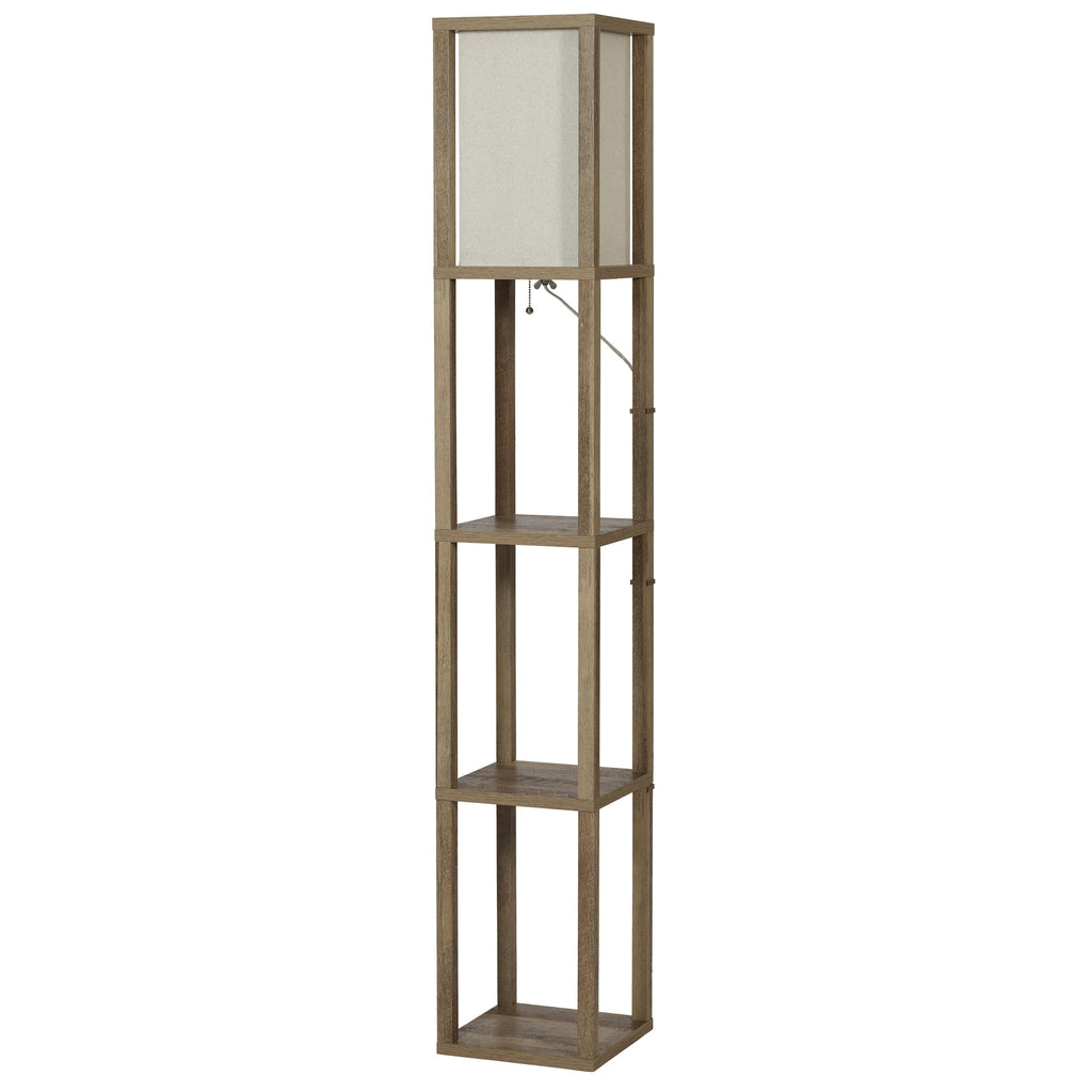  62.25" Modern Pull Chain Weathered Floor Lamp with Natural Square Shade