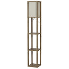  62.25" Modern Pull Chain Weathered Floor Lamp with Natural Square Shade