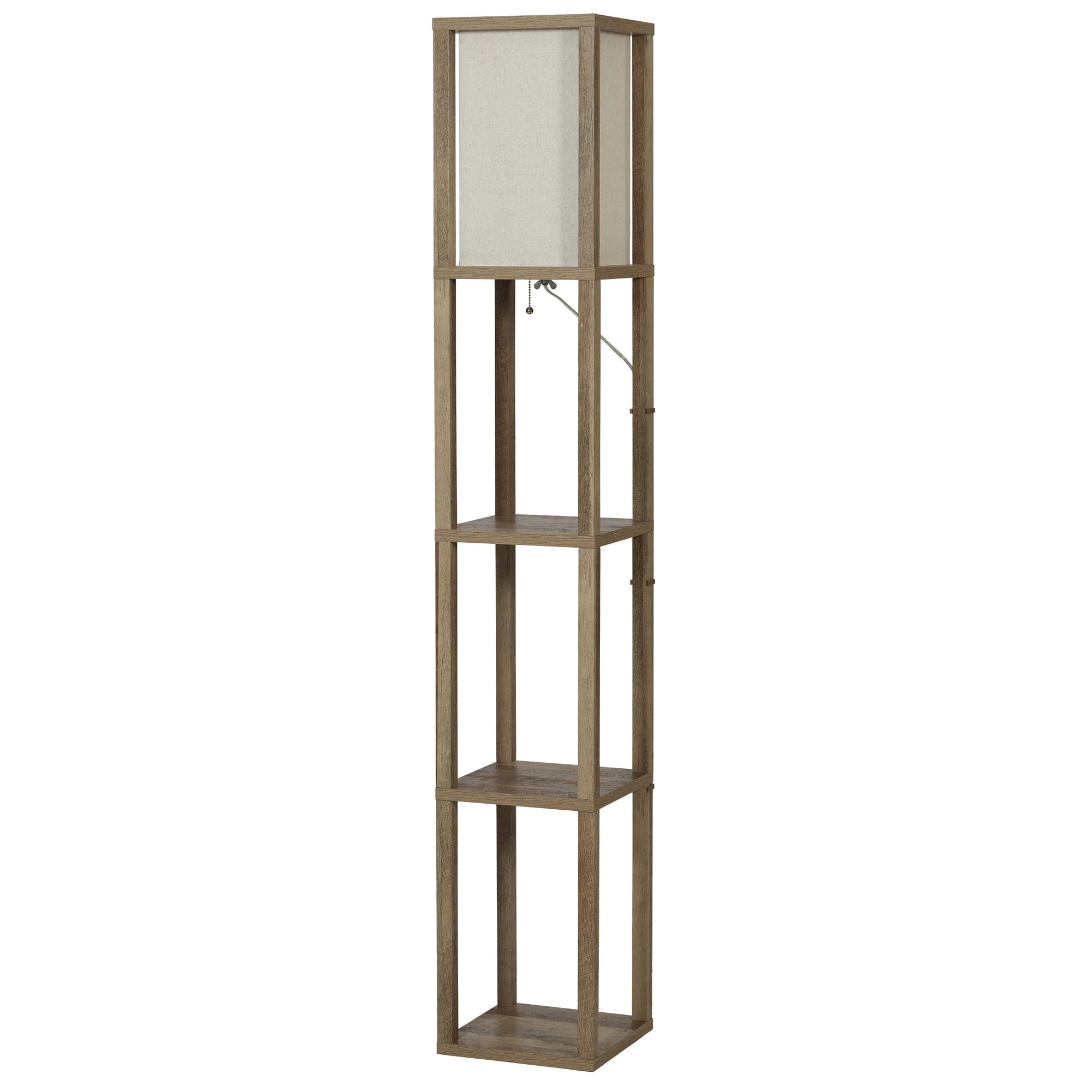  62.25" Modern Pull Chain Weathered Floor Lamp with Natural Square Shade