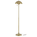  62" Modern Pull-chain Brass Floor Lamp with Brass Dome Shade