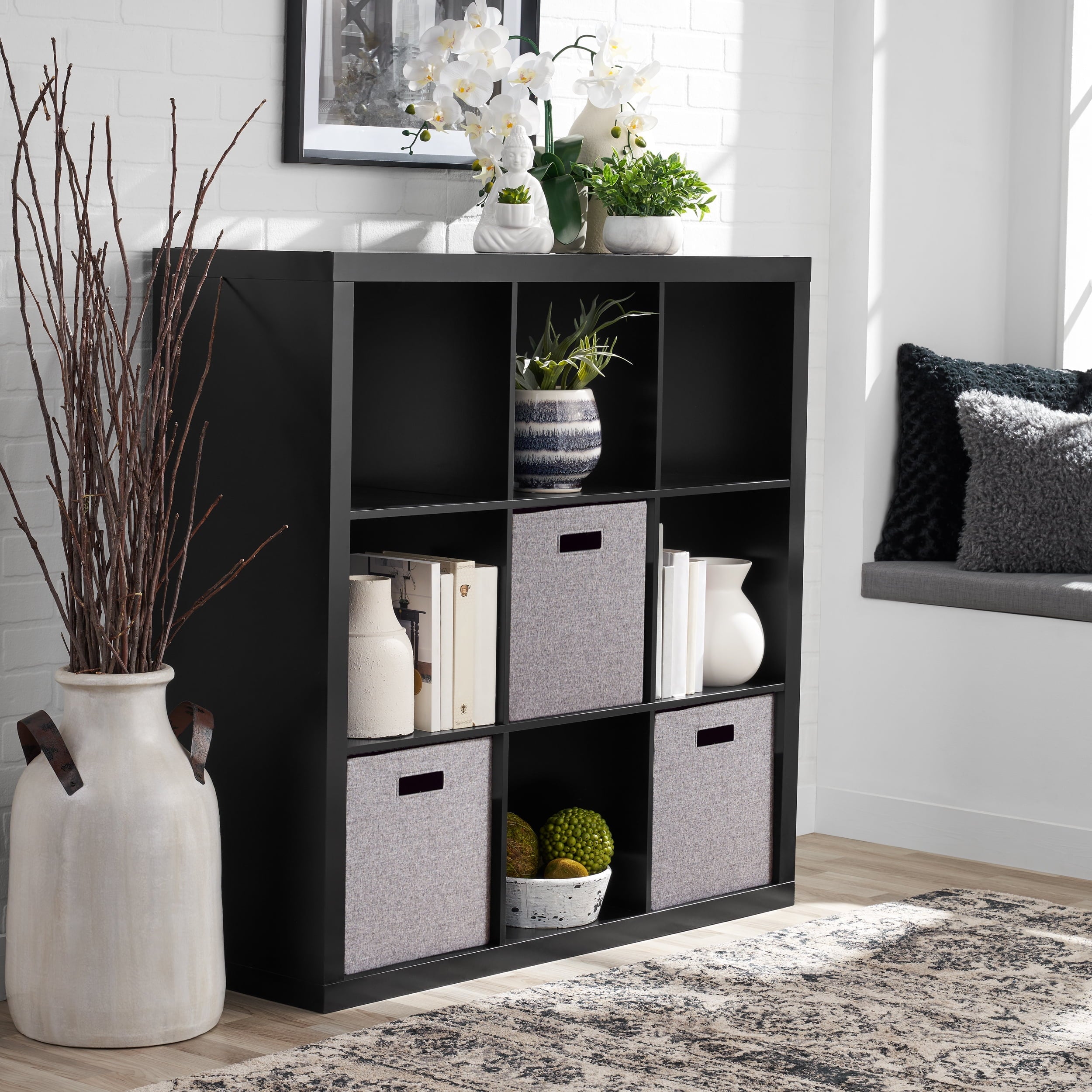  9 Cube Storage Organizer, Solid Black