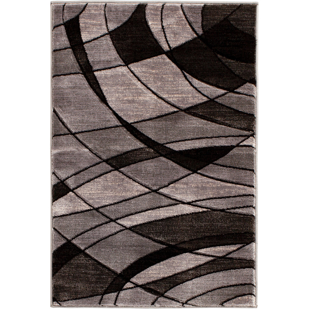  Abstract Indoor Area Rug, Gray, 5'x7'