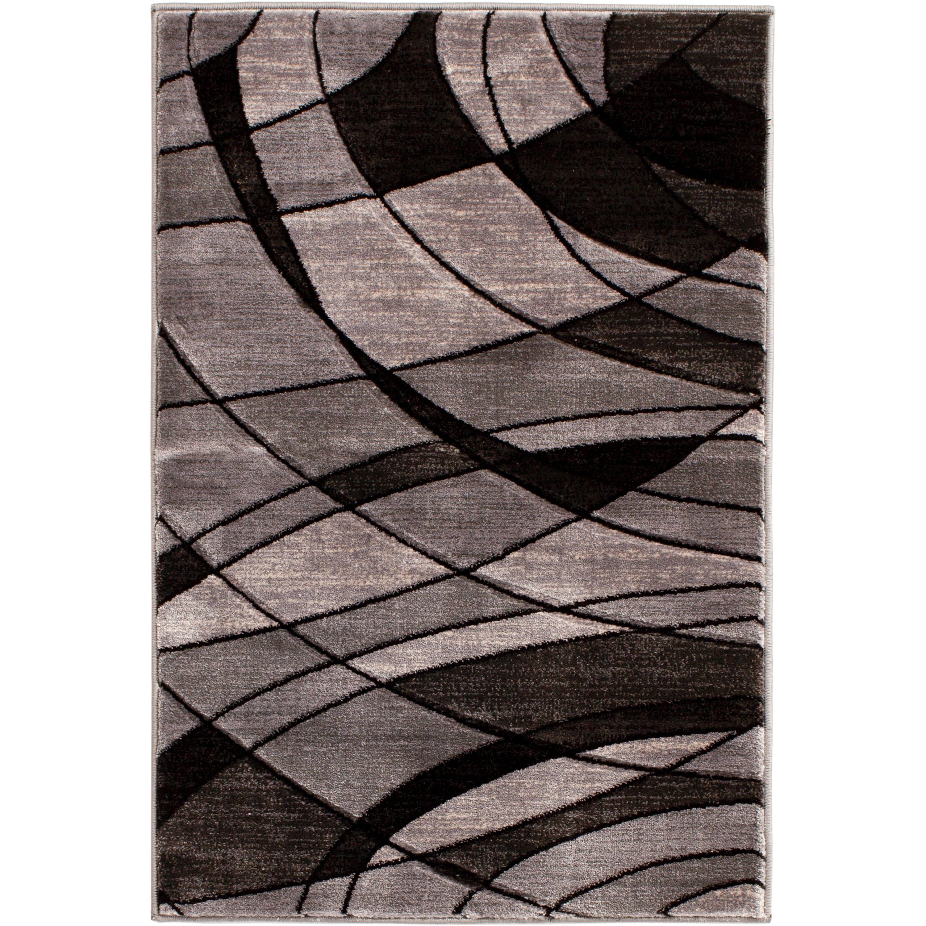  Abstract Indoor Area Rug, Gray, 5'x7'