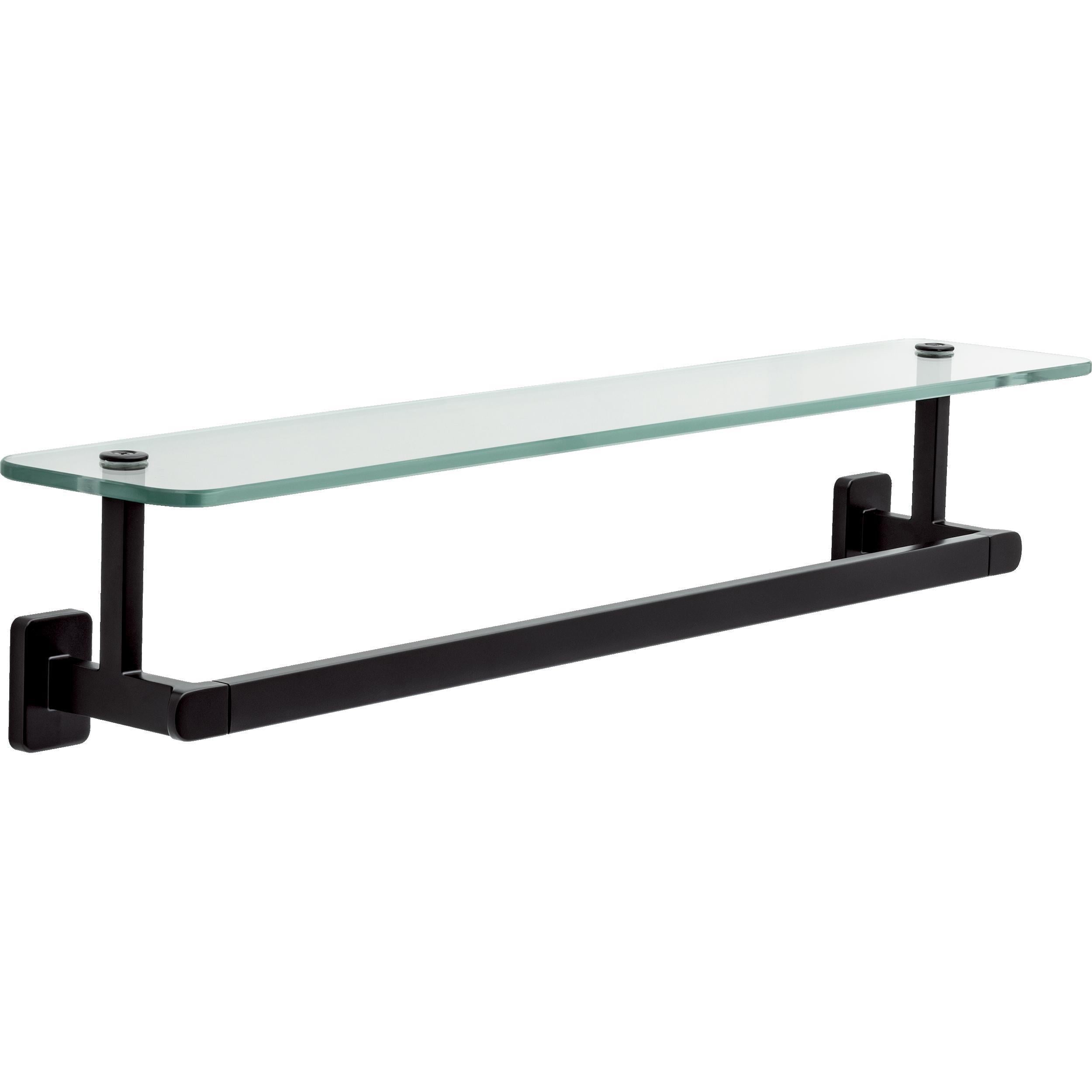  Alden 18" Towel Bar with Glass Shelf in Matte Black