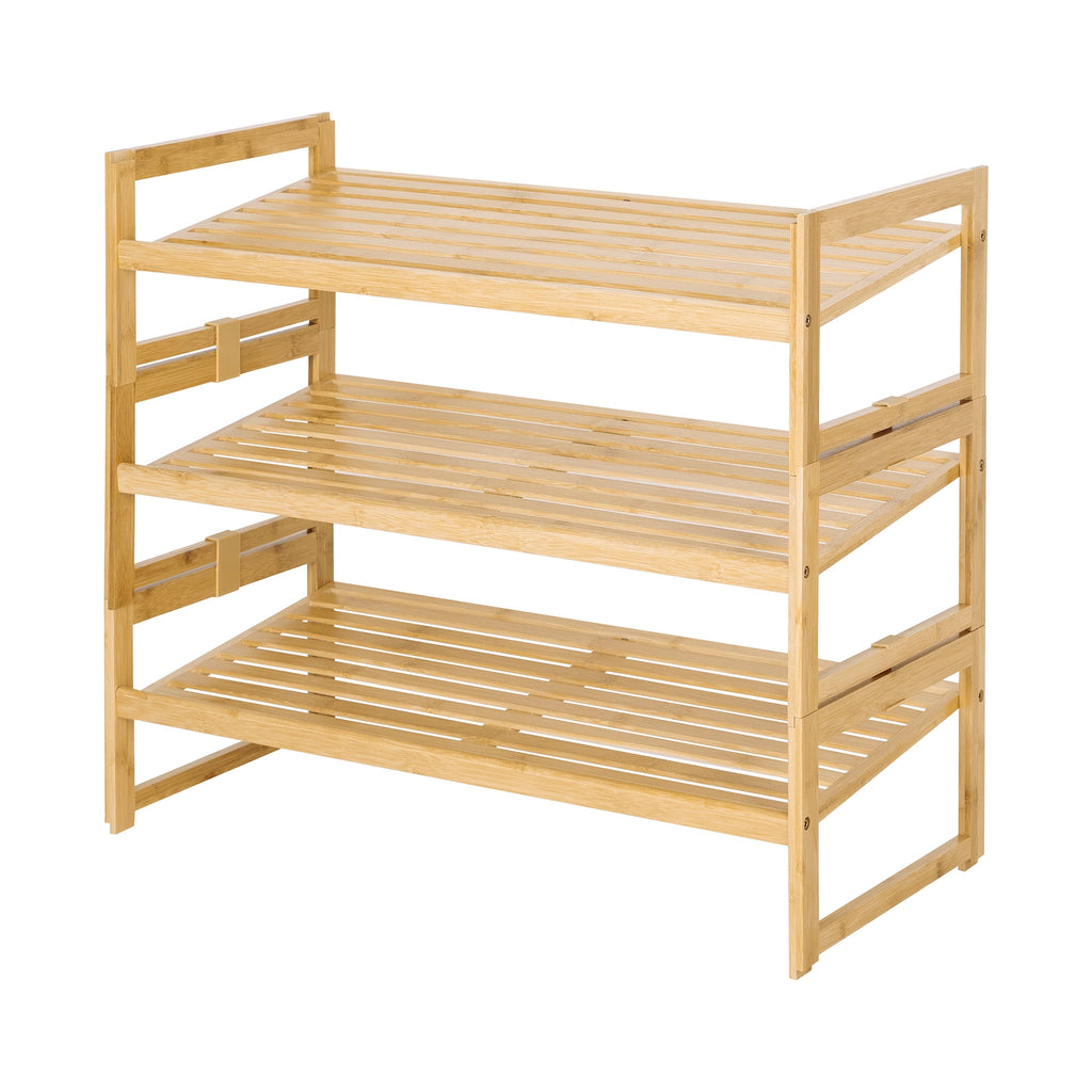  Bamboo 3-Tier Shoe Rack, Holds 9 Pairs