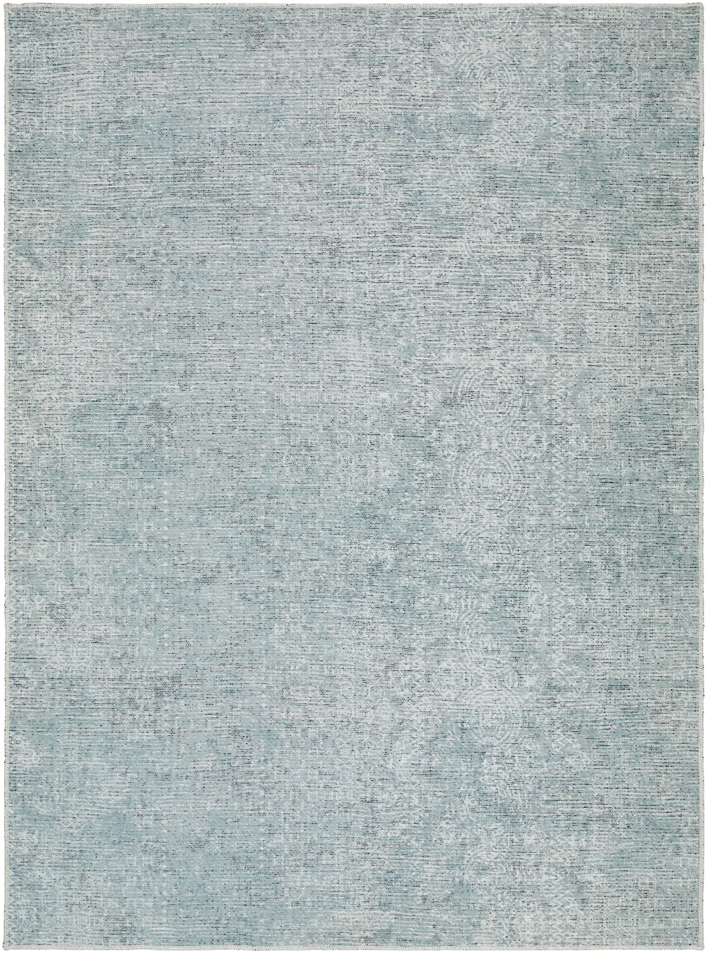  Boho Circles Washable Non-Skid Area Rug, Blue, 5' 3" x 7'