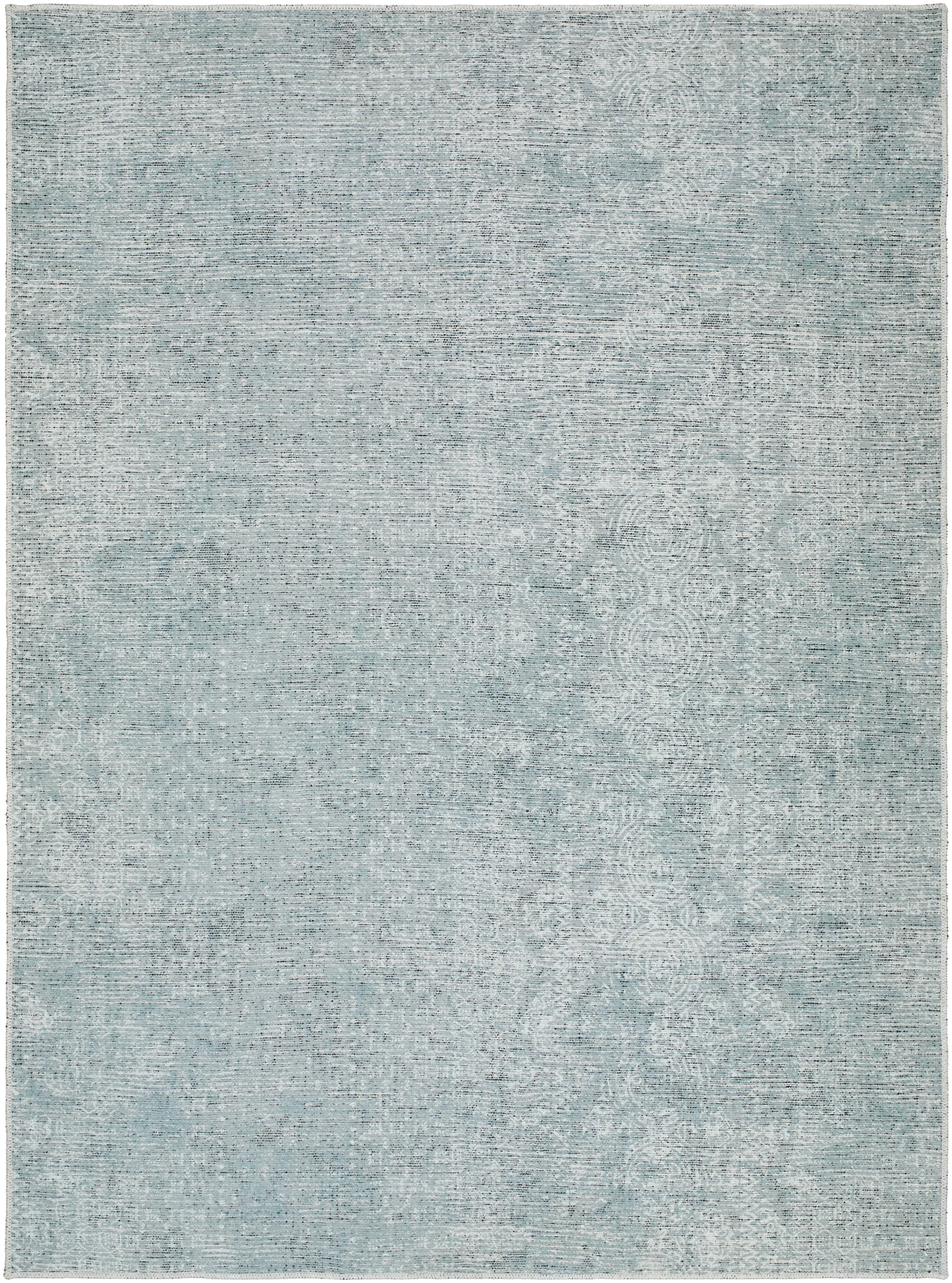  Boho Circles Washable Non-Skid Area Rug, Blue, 5' 3" x 7'