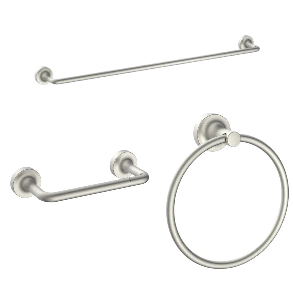  Clean Modern 3-Piece Bathroom Hardware Set, Satin Nickel � Towel Bar, Robe Hook & Toilet Paper Holder