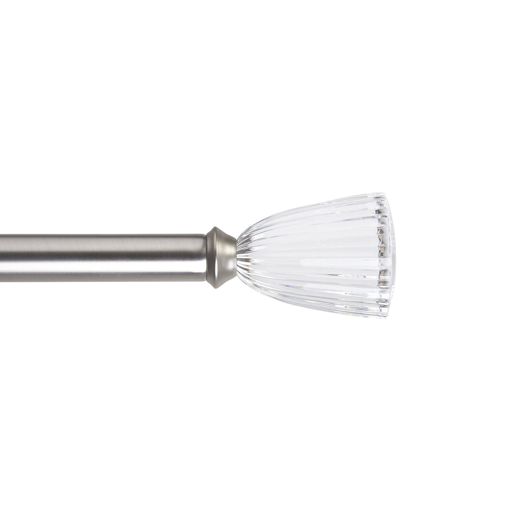  Clear Fluted 1" Single Curtain Rod, 42"-120",  Nickel