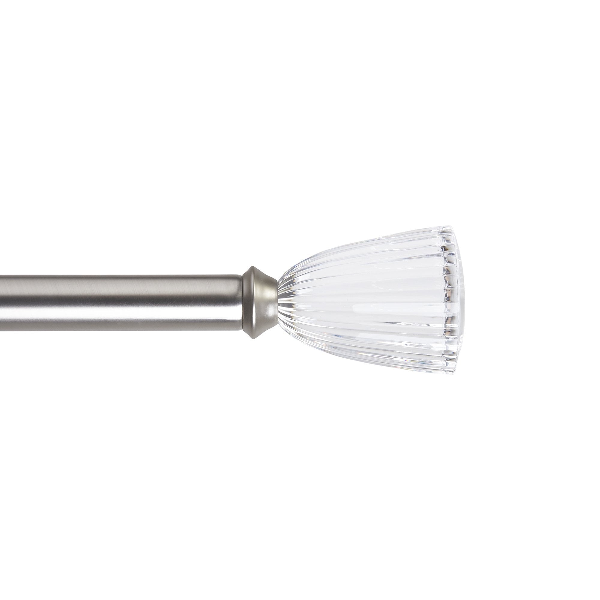  Clear Fluted 1" Single Curtain Rod, 42"-120",  Nickel
