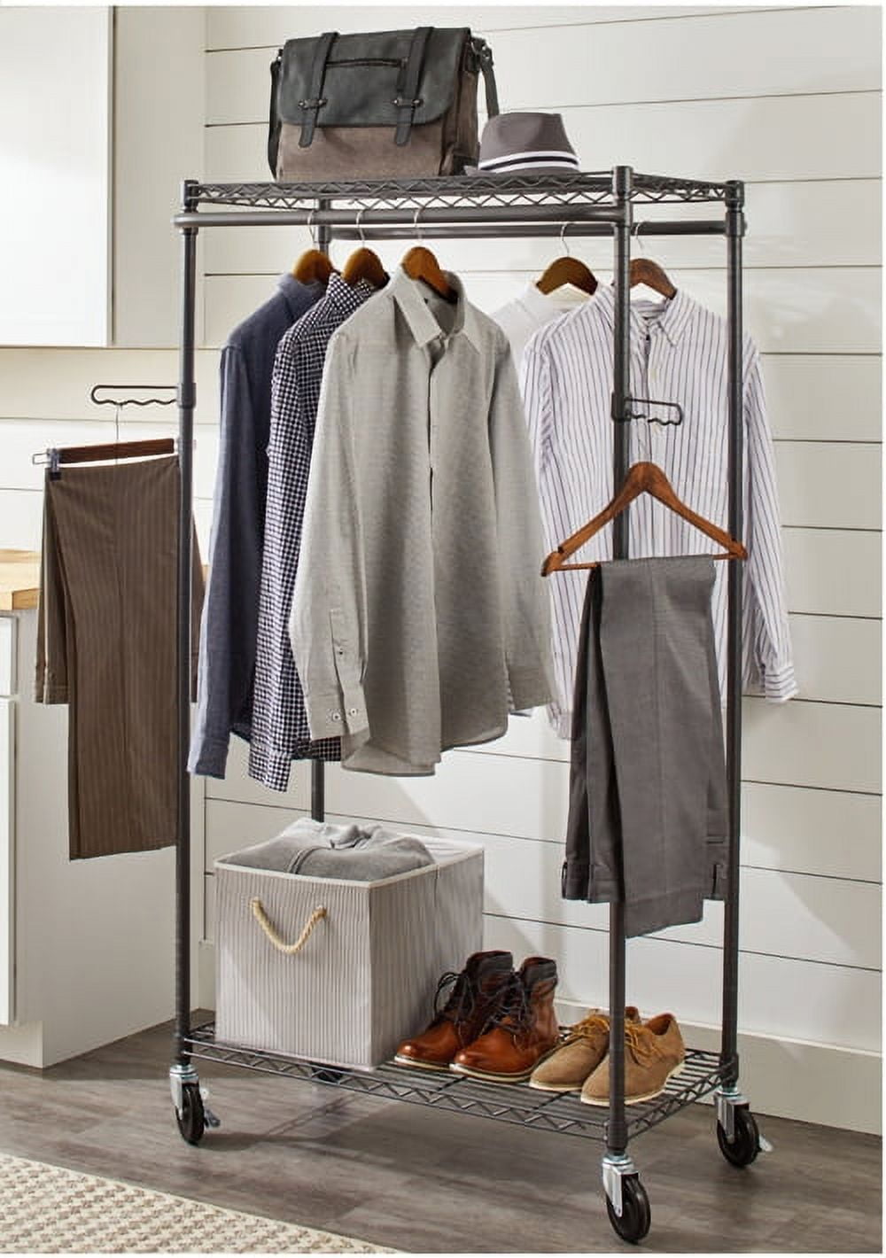  Double Hanging Garment Rack with Gunmetal Finish