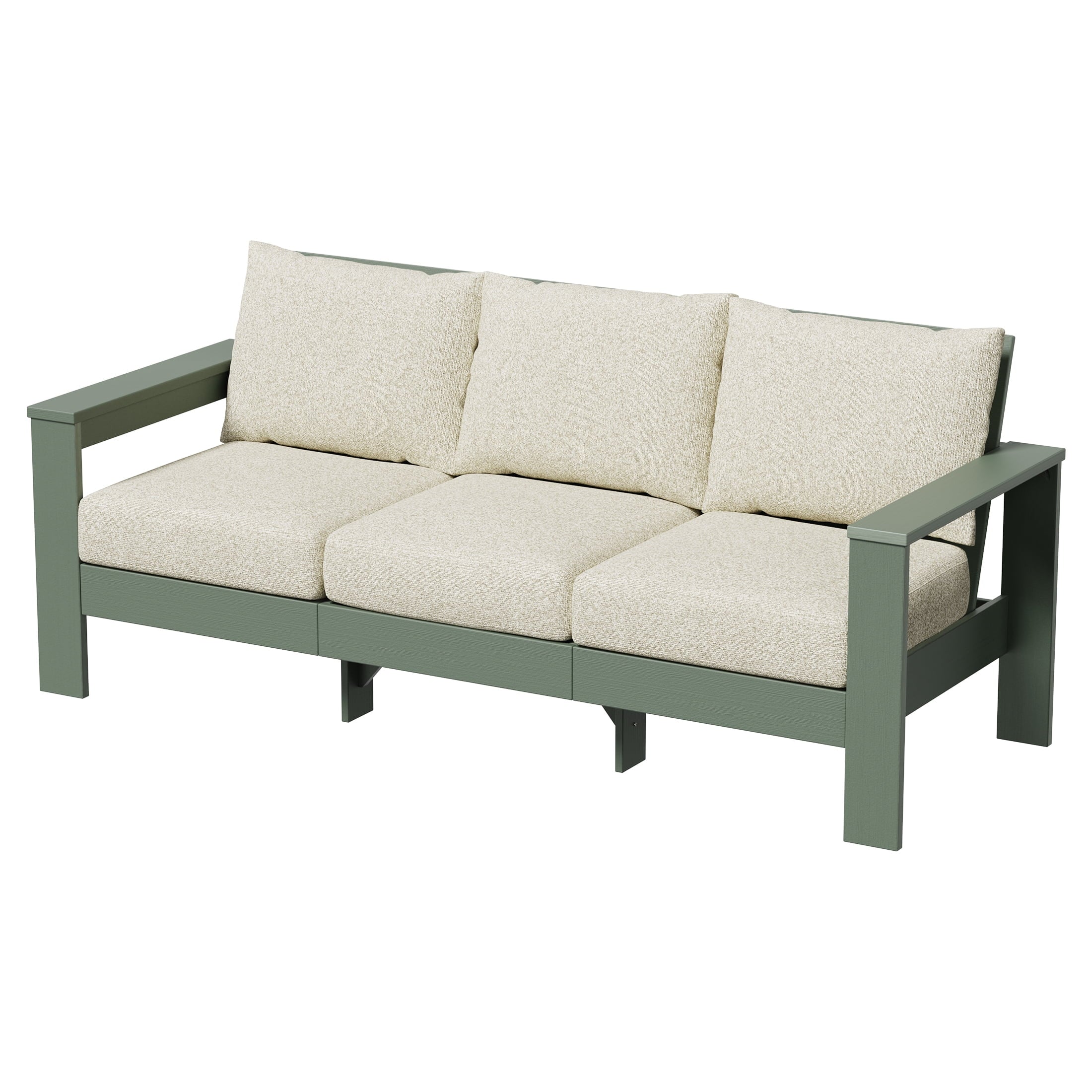 Homora™ Ezra 4-Piece Outdoor HDPE Conversation Set, White with Neutral Palm Cushions