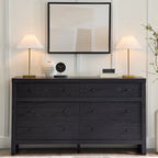  Ezra 64" Wide 6-Drawer Dresser, Rich Black Finish