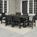  Ezra 7-Piece Outdoor HDPE Dining Set, Black
