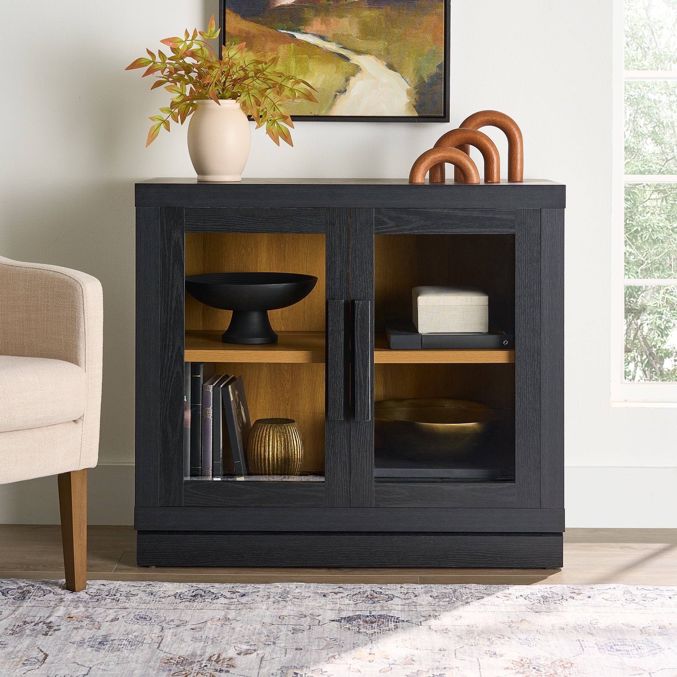  Ezra Accent Cabinet, Rich Black Finish