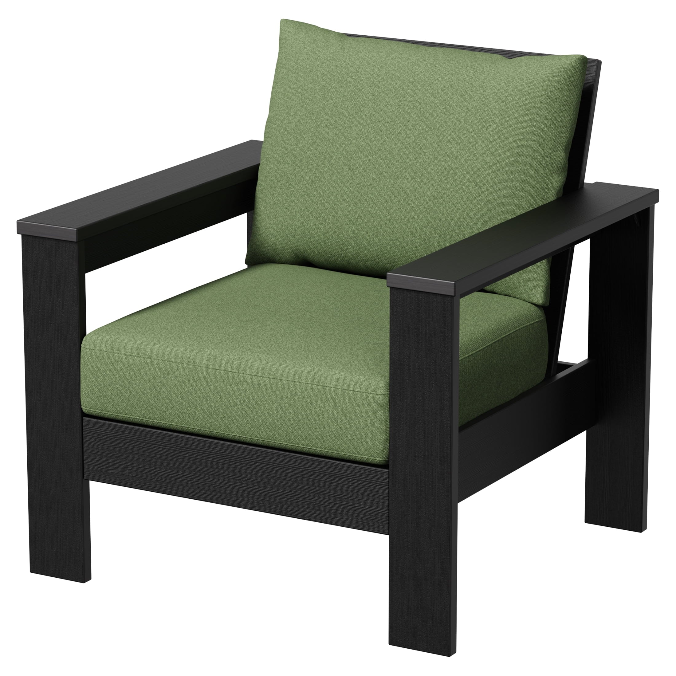 Homora™ Ezra Outdoor HDPE Club Chair with Teak Finish and Green Cushions