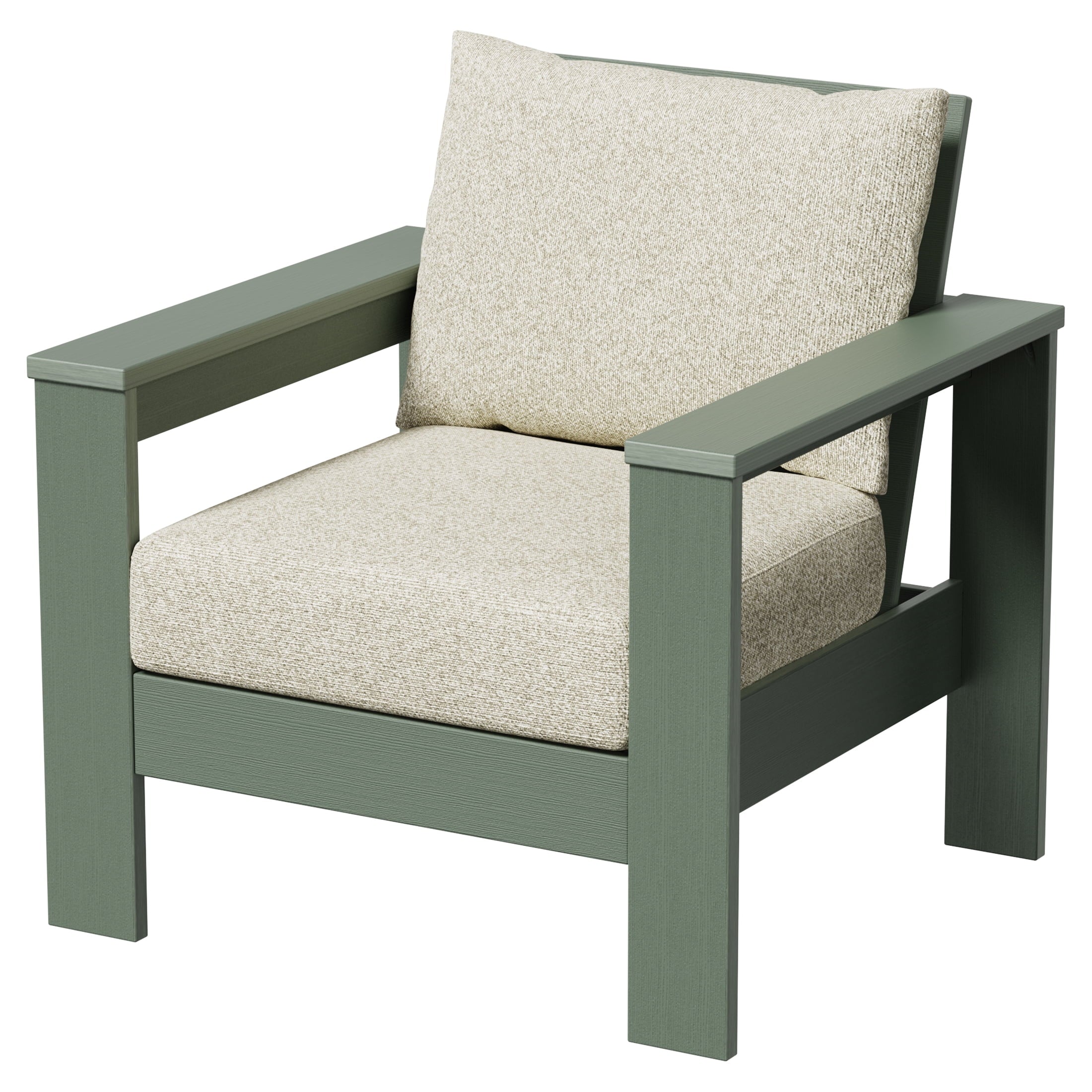 Homora™ Ezra Outdoor HDPE Club Chair with Teak Finish and Green Cushions