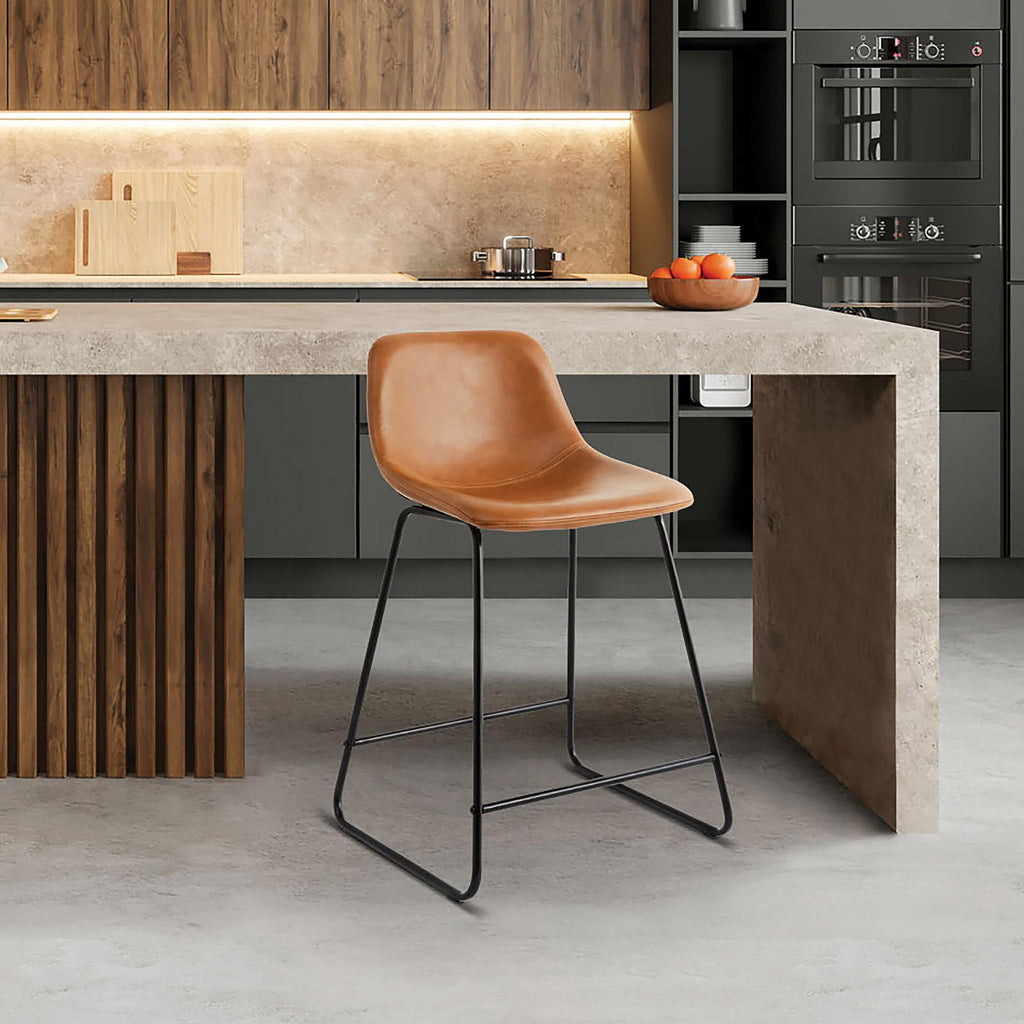  Farley Scoop Counter Height Stool, Camel Faux Leather