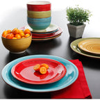  Festival Dinnerware, Assorted Colors, Set of 12