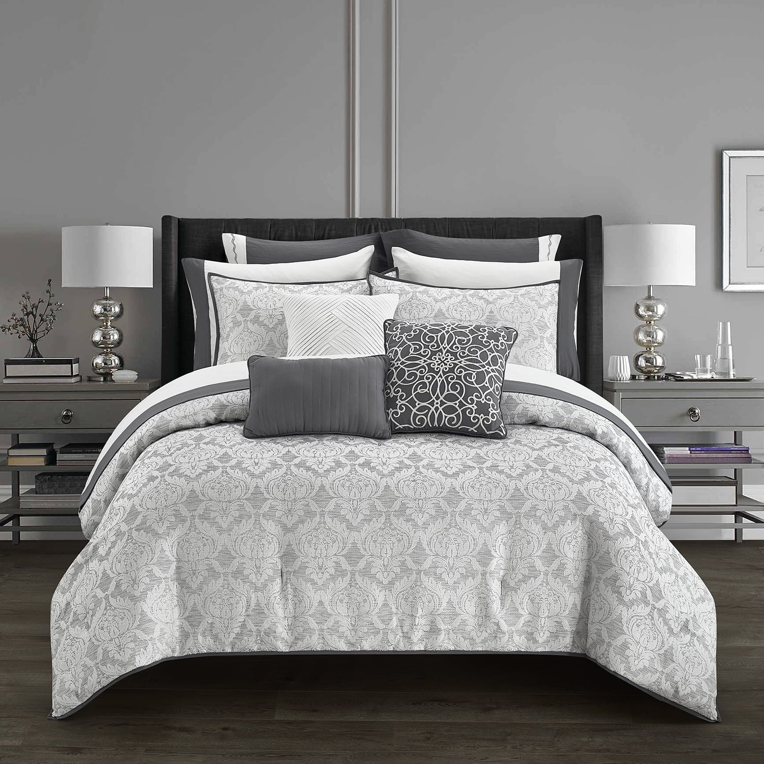 Homora™ Black and White Summit 12 Piece Bed in a Bag Comforter Set, Queen