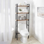  Jace 3-Shelf over-the-Toilet Storage Shelf with Black Frame and Oak Shelves