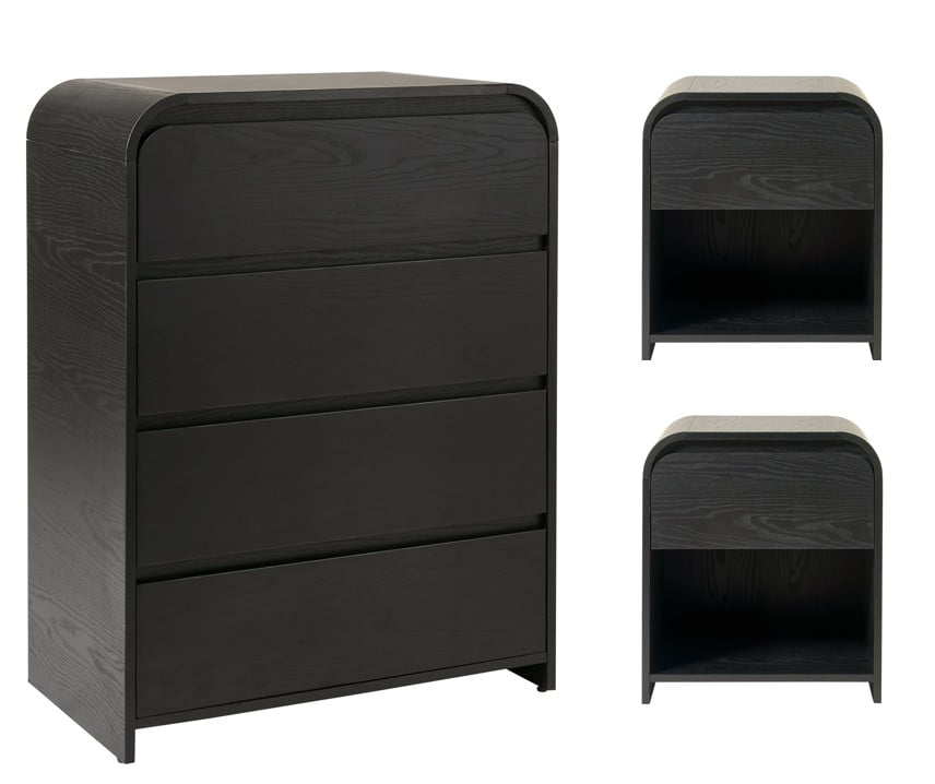 Homora™ Juliet 4 Drawer Dresser and 2 Nightstands Bedroom Set, Light Honey