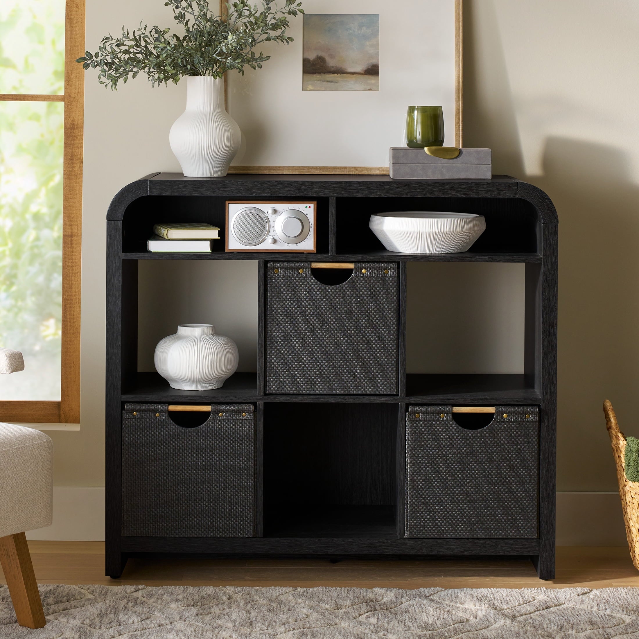  Juliet 6 Cube Storage Organizer, Black Finish