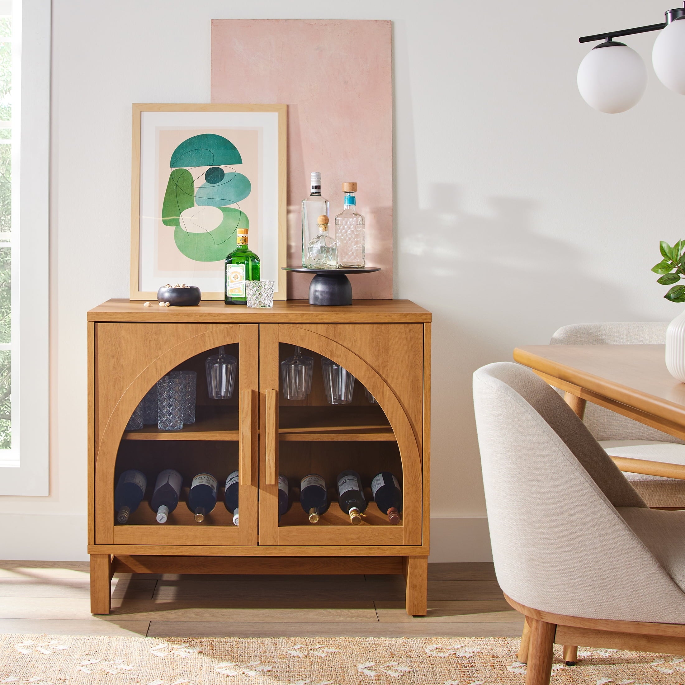 Homora™ Juliet Arch Door Kitchen Console, Black Finish