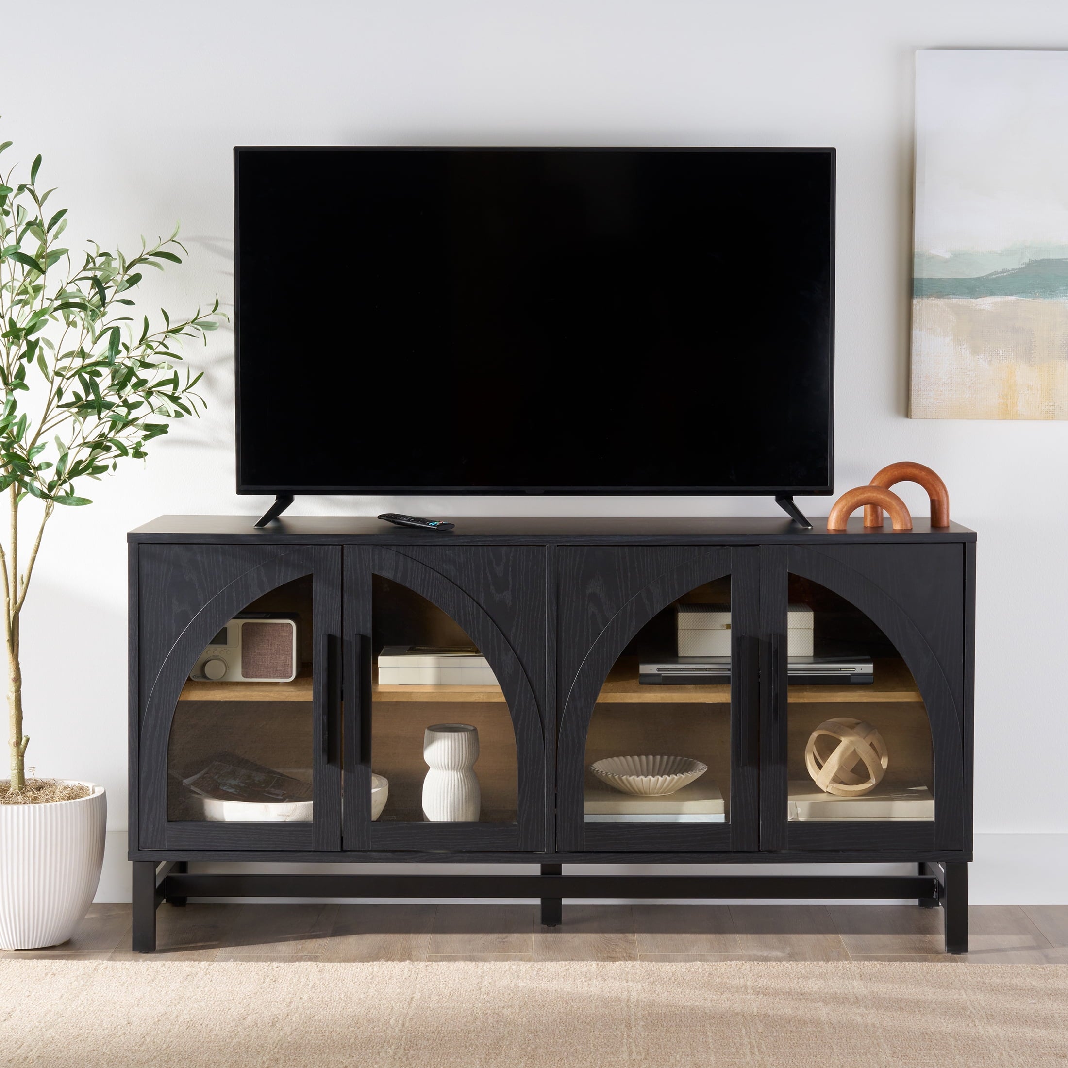  Juliet Arch TV Stand for TVs up to 65", Black Wood Finish