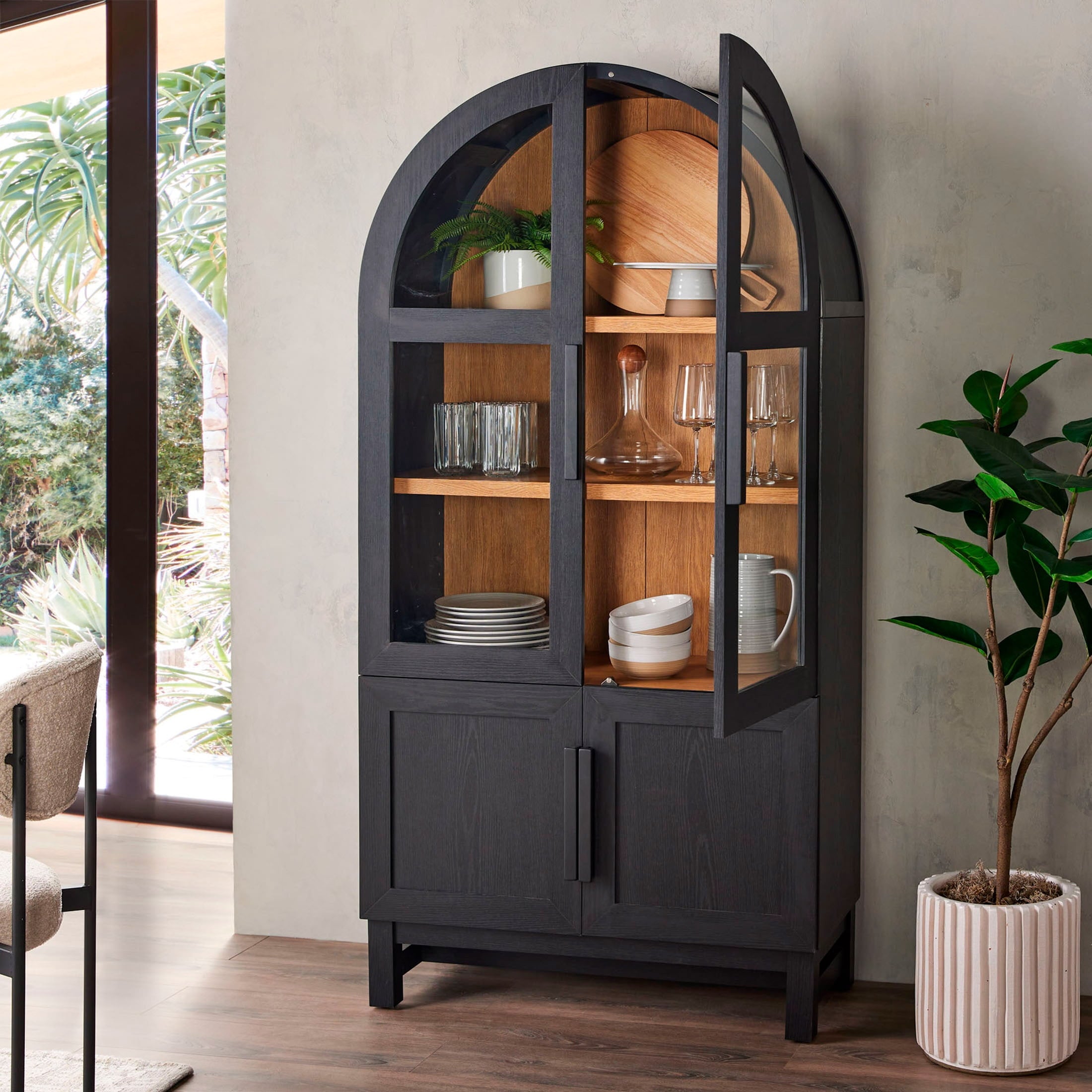  Juliet Kitchen Rounded Arch Cabinet, Rich Black