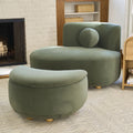 Homora™ Juliet Modern Boucle Chaise & Storage Ottoman, Pearl