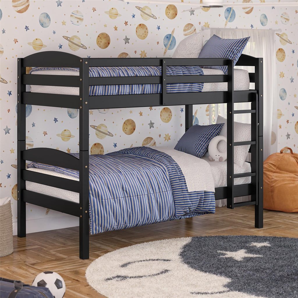 Homora™ Leighton Solid Wood Twin-over-Twin Convertible Bunk Bed, Vanilla