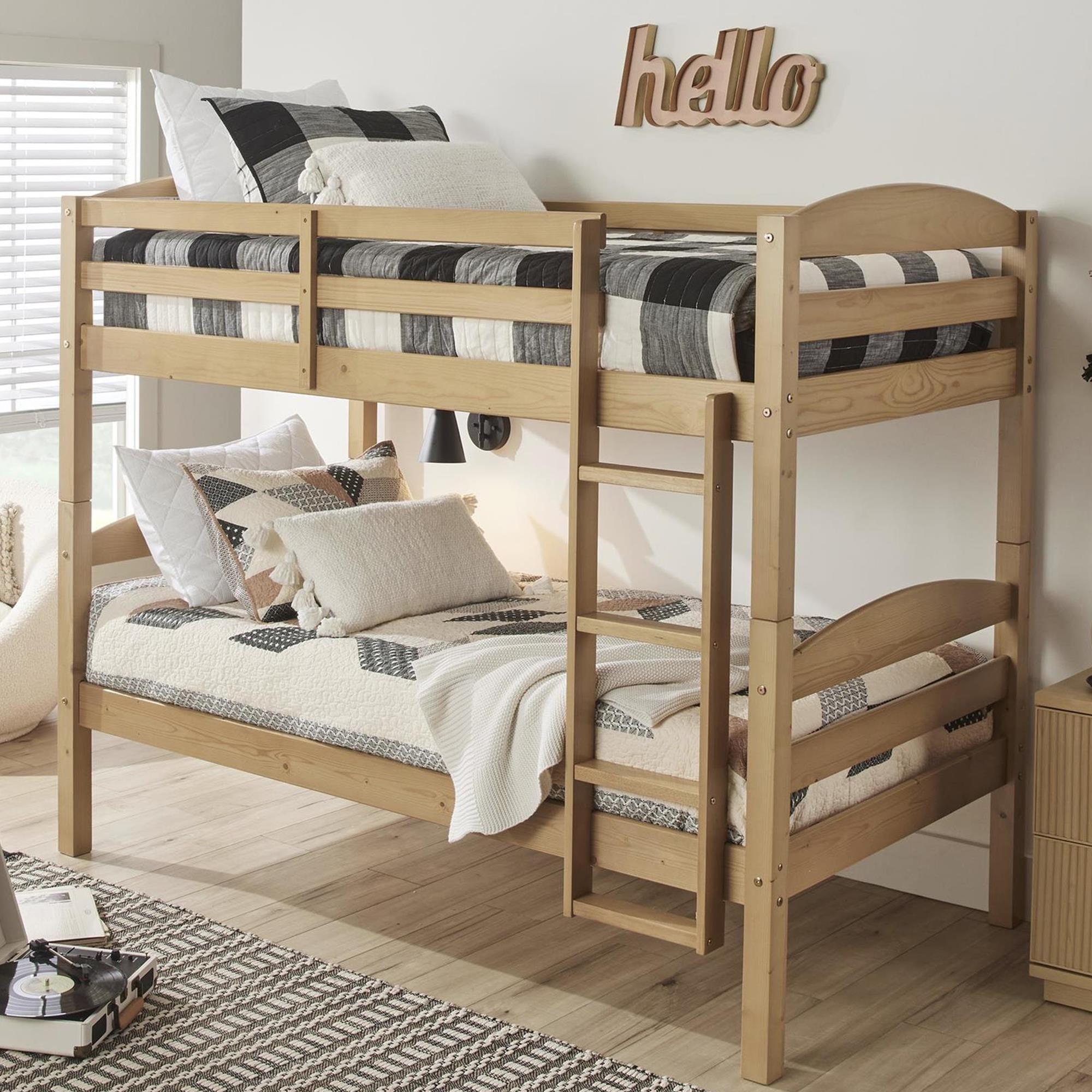 Homora™ Leighton Solid Wood Twin-over-Twin Convertible Bunk Bed, Vanilla