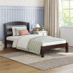  Leighton Kids Twin Size Bed, Wood Platform Bed Frame, Espresso