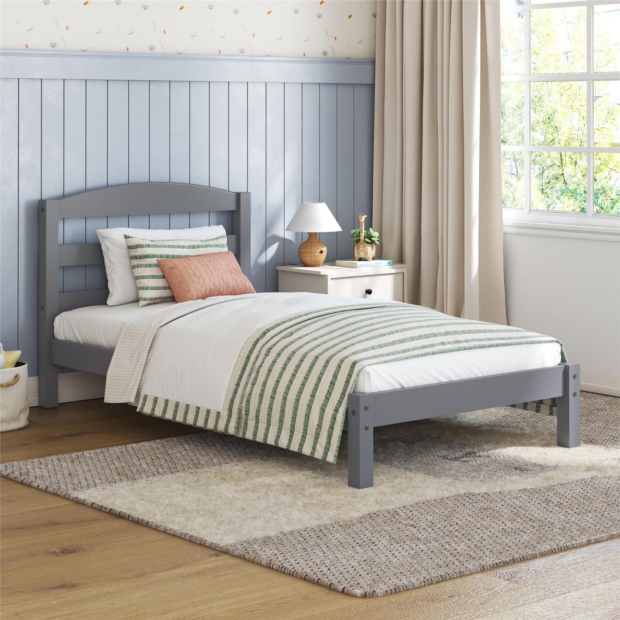 Homora™ Leighton Kids Twin Size Bed, Wood Platform Bed Frame, Espresso