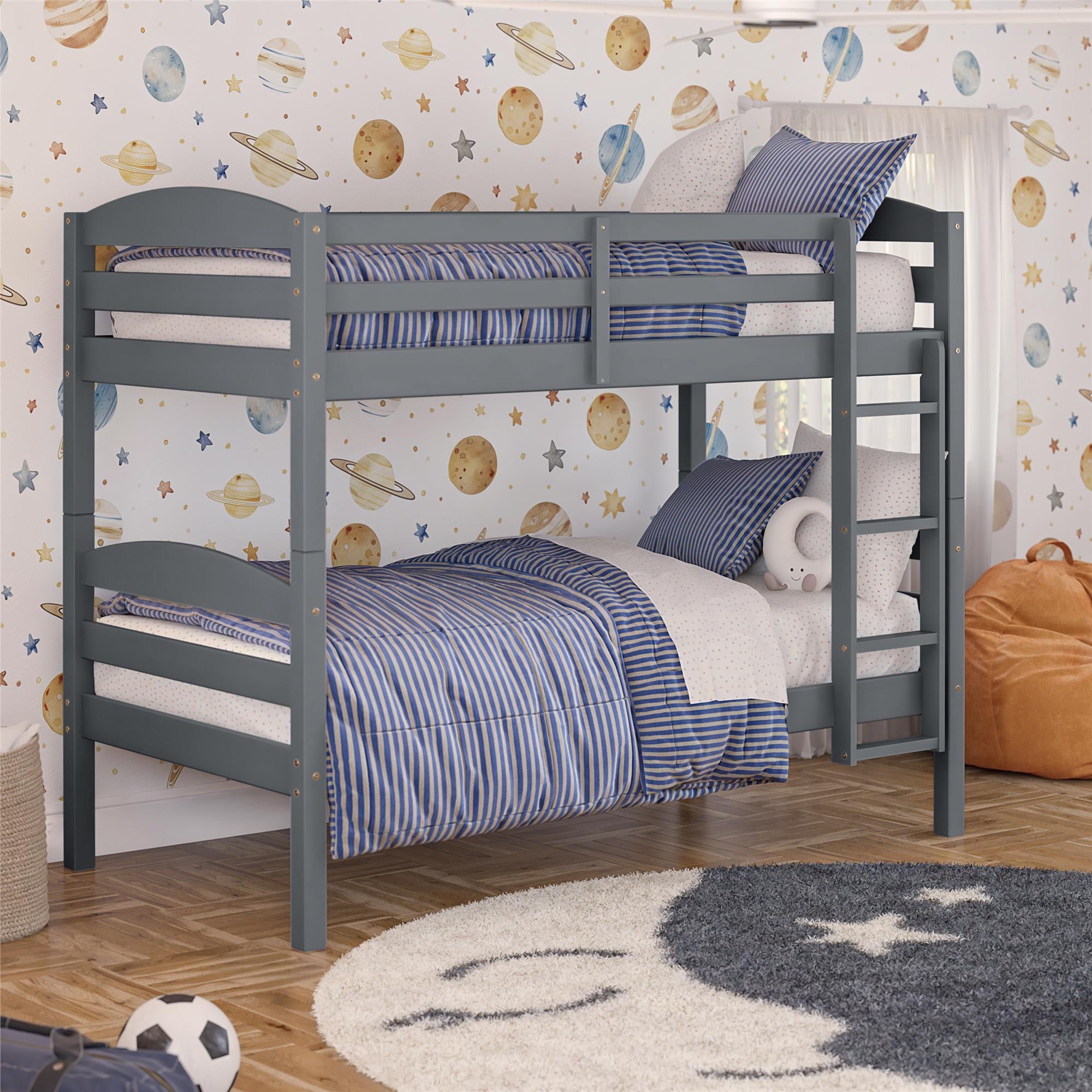 Homora™ Leighton Solid Wood Twin-over-Twin Convertible Bunk Bed, Vanilla