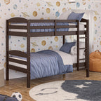  Leighton Solid Wood Twin-over-Twin Convertible Bunk Bed, Mocha