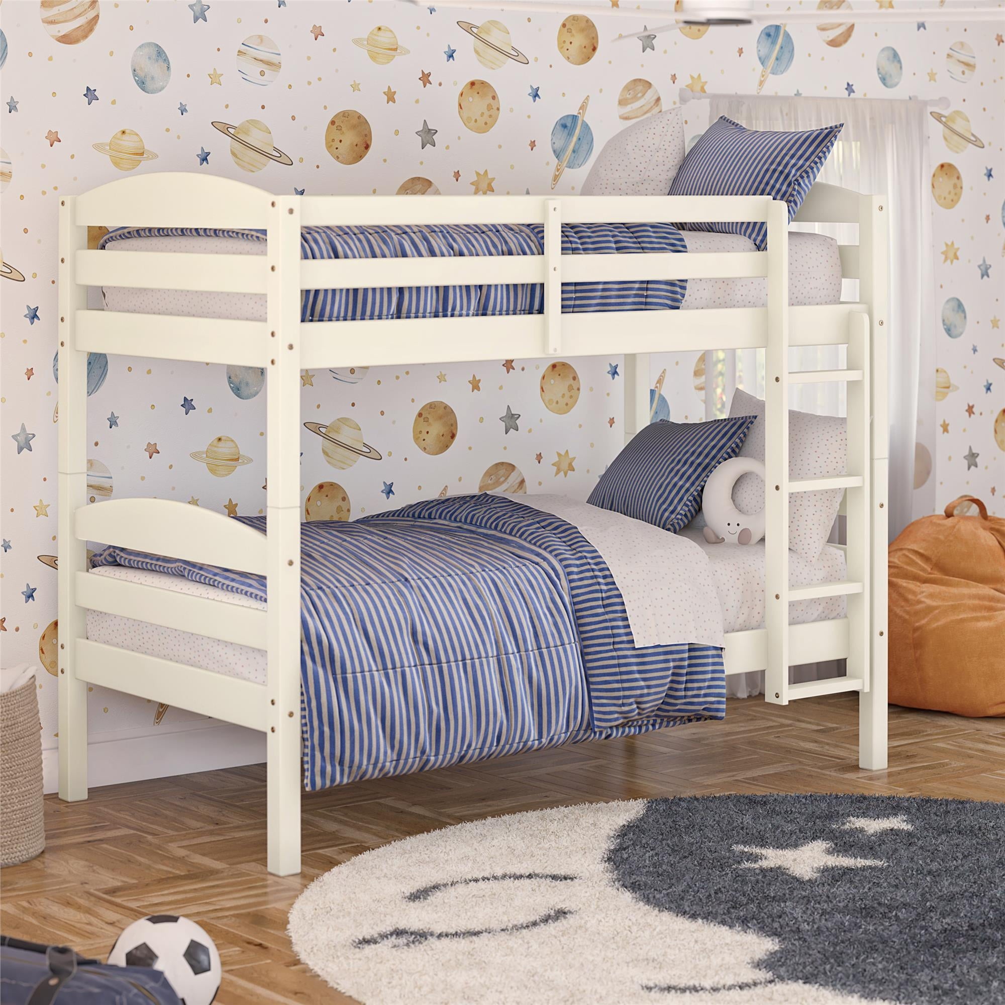  Leighton Solid Wood Twin-over-Twin Convertible Bunk Bed, Vanilla