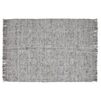  Light Grey Handwoven Plaid Wool Scatter Accent Rug, 30" x 46"