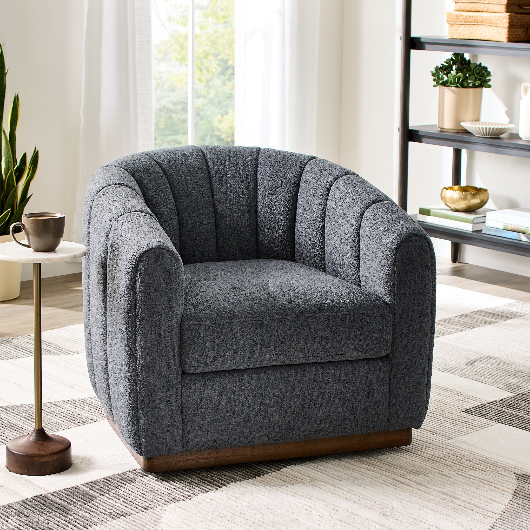 Homora™ Lillian Accent Swivel Chair, Rose Boucle