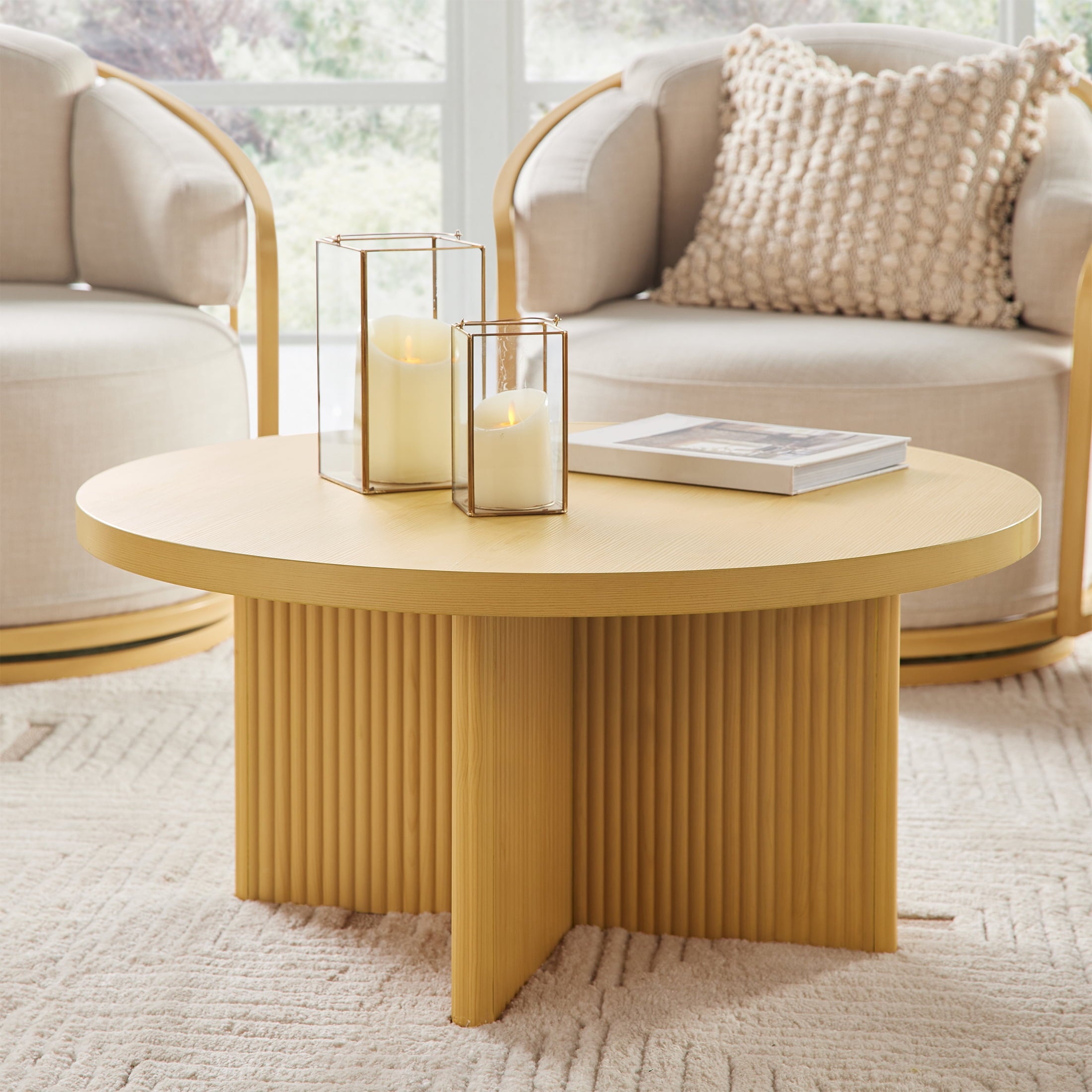 Homora™ Lillian Fluted Coffee Table, Walnut Finish