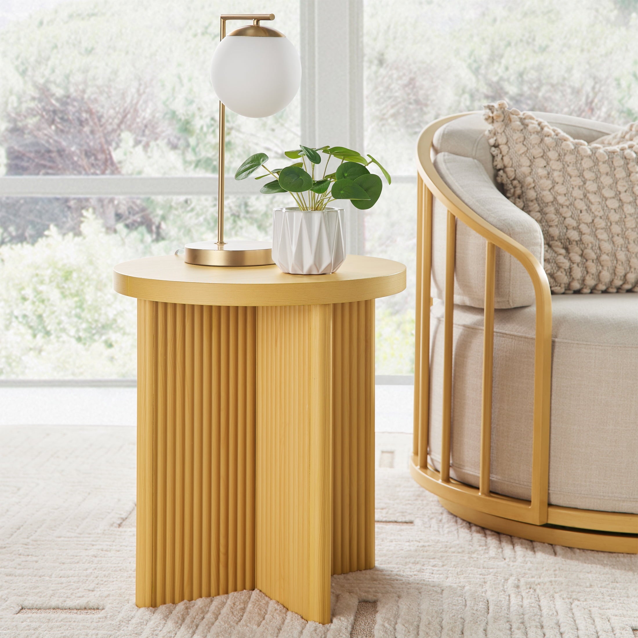 Homora™ Lillian Fluted End Table, Walnut Finish