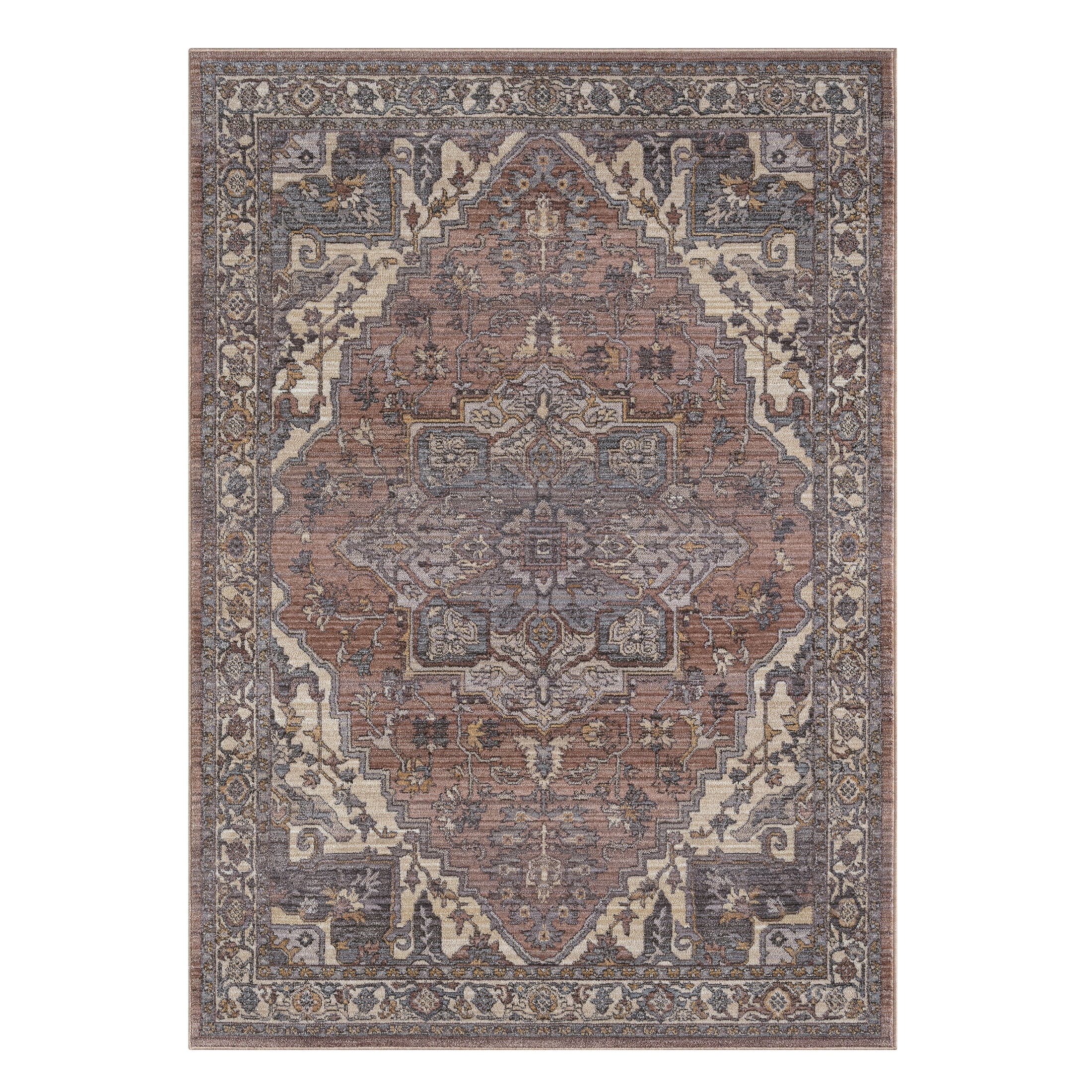  Mauve Persian Medallion Indoor Area Rug, 5' x 7'