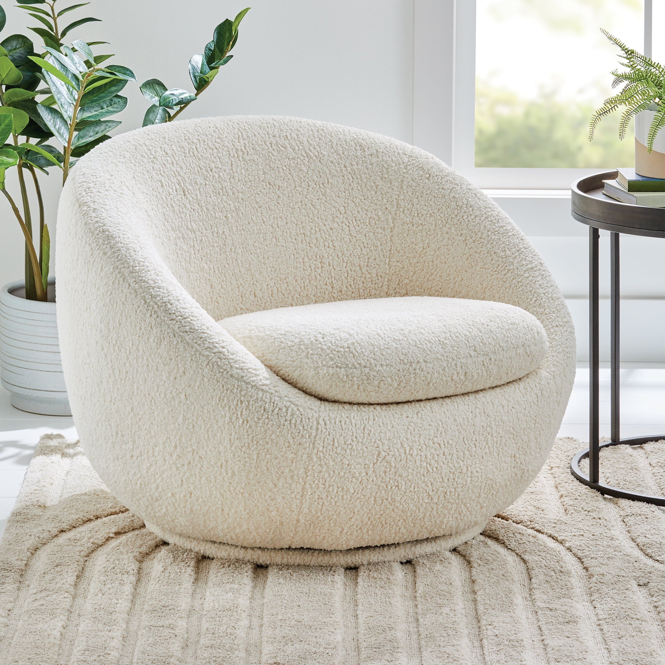 Homora™ Mira Swivel Accent Chair, Cream Linen