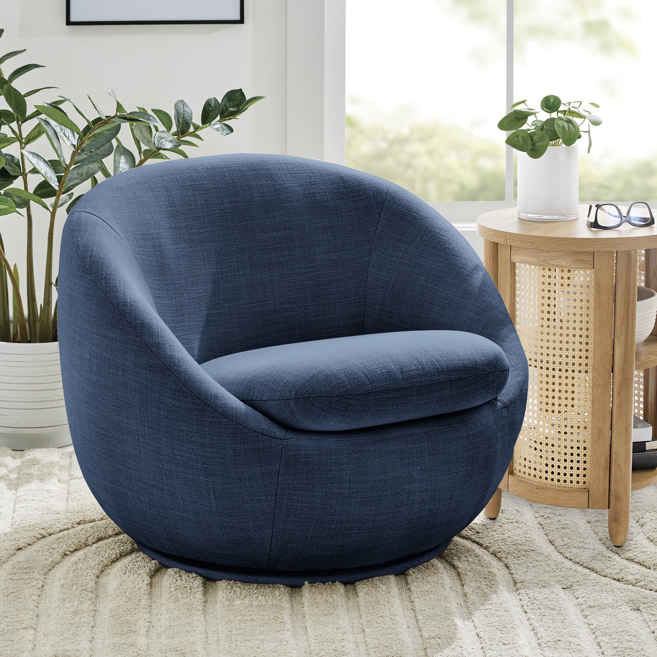 Homora™ Mira Swivel Accent Chair, Cream Linen